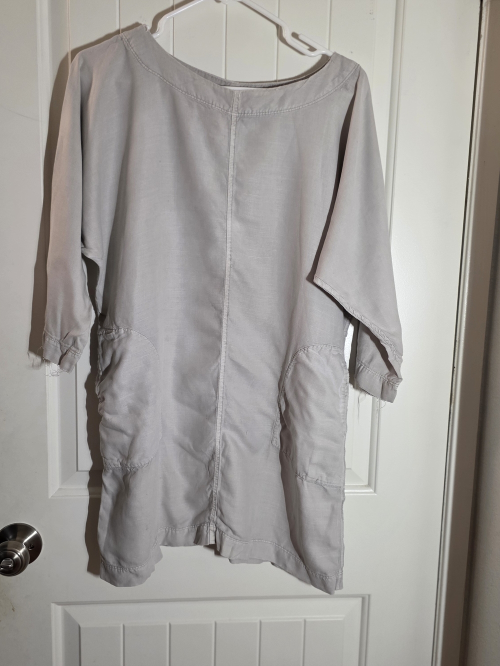 Wilfred Light Gray Tunic with Utility Pockets Mini Dress